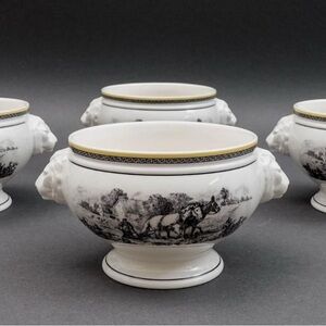 Set of 4 Audun Ferme Lion Head Soup Bowls by Villeroy And Boch New